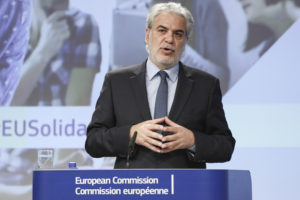 epa05663822 European Health Commissioner Christos Stylianides gives a press conference for the launch of the European Solidarity Corpsin Brussels, Belgium, 07 December 2016. The European Commission is launching the European Solidarity Corp, Young people between the ages of 18 and 30 will be able to volunteer. They will serve the needs of vulnerable communities, of national and local structures in a wide range of areas such as providing food, cleaning forests or helping with the integration of refugees.  EPA/ARIS OIKONOMOU