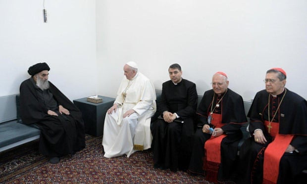 Pope Francis Meets Grand Ayatollah Sistani On Historic Iraq Tour